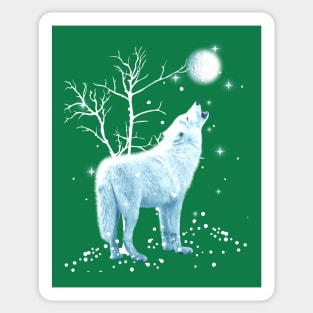 White Wolf Winter Moon Sticker